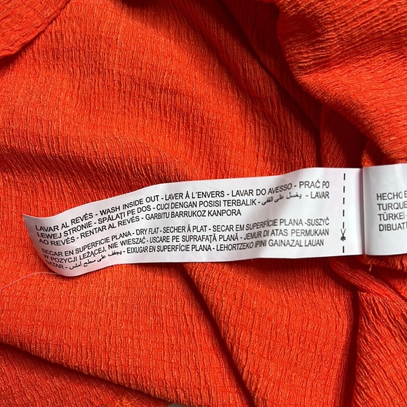 Zara orange V-neck blouse with knot front detail size medium - Picture 6 of 7